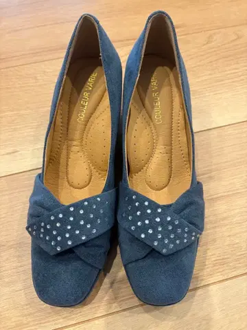 [ COULEUR VARIE ] 그레이 블루 큐빅 스퀘어토 펌프스