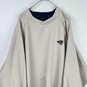 USA 구제 의류 프로 스포츠 나일론 풀오버 베이지 자수