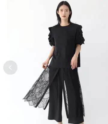 소매 프릴 디자인 블라우스 (블랙)