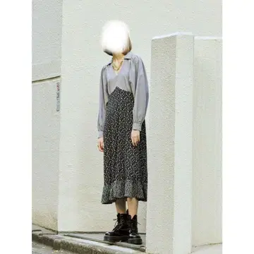 새상품급 jouetie [WEB 한정판] 블로킹 롱 원피스 블랙