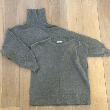 a.v.v 그레이 니트 하이넥 크루넥 베스트 세트 상품