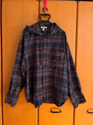 새상품급 후드 체크 셔츠 루즈 후드티 후디