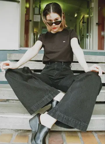 emma x SLY JUST WAIST WIDE FLARE PANTS