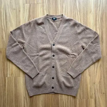 유니클로 라무 V넥 가디건 베이지(32) M