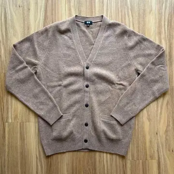 유니클로 라무 V넥 가디건 베이지(32) M