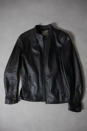 나노 블랙 가죽 싱글 라이더 자켓