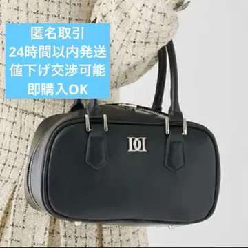 Darich DD 로고 가죽 핸드백 블랙