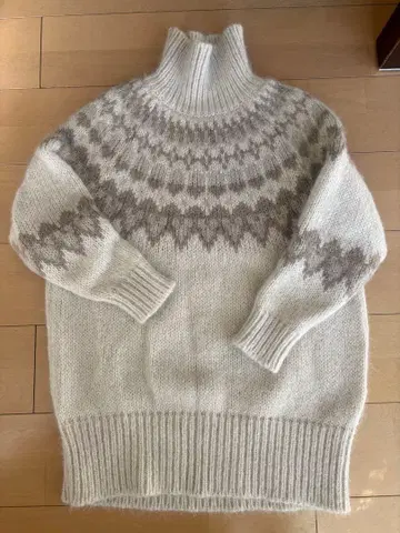 바토너 모헤어 알파카 터틀 니트 튜닉 노르딕 화이트 1