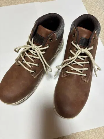 Bobson 브라운 가죽 하이컷 신발