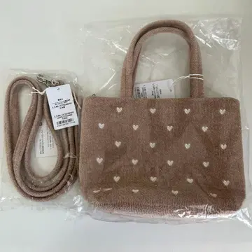 페이러 러브러리 하트 미니 토트백 숄더 스트랩 베이지