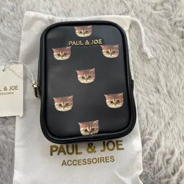 PAUL & JOE 고양이 얼굴 프린트 파우치 블랙