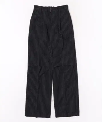 AMERI 아메리 SLIT CUT OFF PANTS 스트라이프 와이드 M