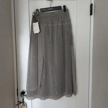 미사용 택 포함 모라비토 그레이 플레어 롱 스커트 38