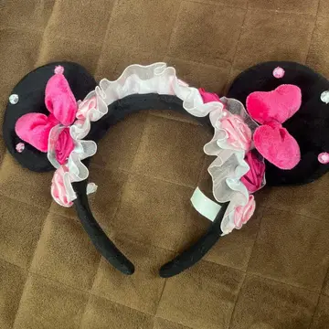 미키 귀 머리띠 핑크 블랙