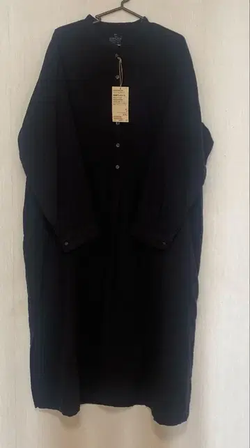 MUJI 오가닉 코튼 긴팔 원피스 XXL 블랙