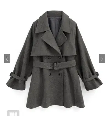 GRL 벨트 포함 페이크 울 트렌치코트