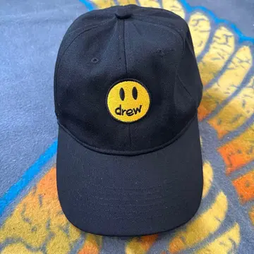 drew 웃는 얼굴 로고 블랙 캡