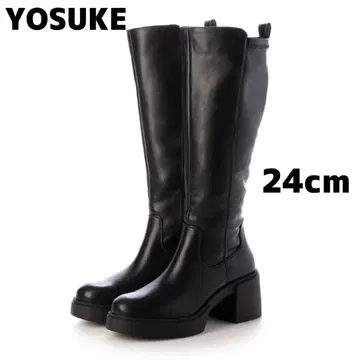 [새상품] YOSUKE 통굽 스트레치 롱 부츠 블랙
