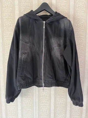 HARE 블랙 데님 ZIP 후드티