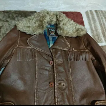 Schott 브라운 가죽 자켓 보아 옷깃 부착, 불량 시 교환 가능!