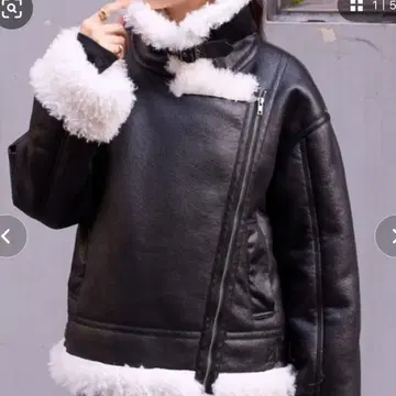 빈티지 스타일 숏 기장 페이크 무스탕 자켓