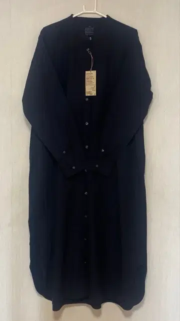 다크 네이비 스탠드 카라 긴팔 원피스 XXL