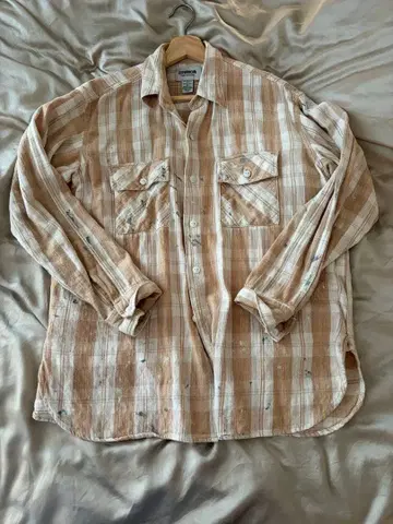 BOWWOW 베이지 체크 플란넬 셔츠 M 사이즈