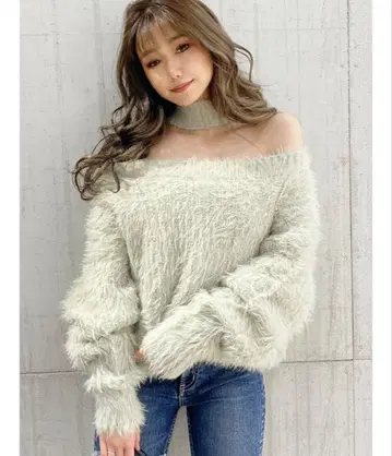 GYDA 2WAY 샤기 초커 니트 상의