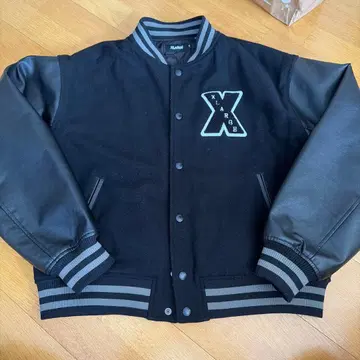 X-LARGE 바시티 자켓 가죽 블랙 고릴라 자수