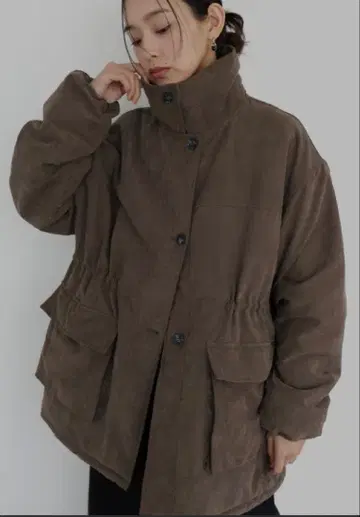 hellam 충전솜 베플럼 자켓 브라운