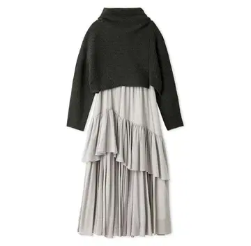 스나이델 아지메 리브 니트 콤비 원피스