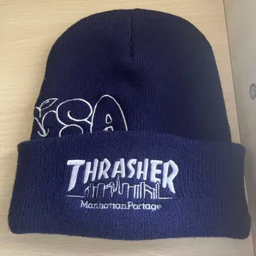 THRASHER 니트 모자 네이비