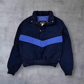 레어 에디바우어 풀오버 다운 라인 블랙 택 80년대 네이비