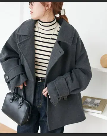 DISCOAT 중공사 스탠드 미들 코트 그레이