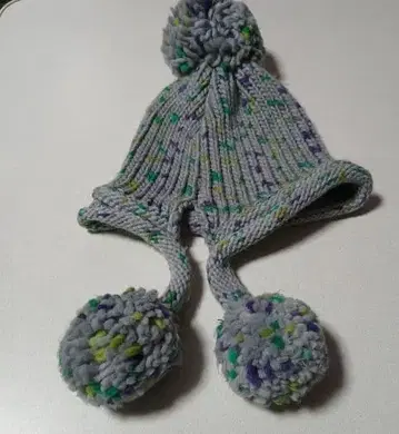 파*루님 폼폼 포함 니트 모자 그레이 보라색 그린