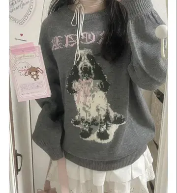 jouetie DOG 자카드 루즈 니트