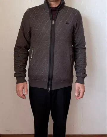 라코스테 다크 그레이 다이아몬드 패턴 자켓