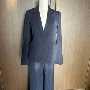 INDIVI 네이비 스트라이프 수트 셋업 상하의 세트
