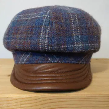racal 파랑과 브라운의 화이트 체크 무늬 헌팅 캡 사이즈 M