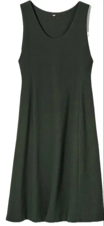 택 포함 유니클로 브러쉬드 저지 플레어 오버롤 스커트 다크 그린