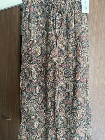 페이즐리 무늬 와이드 팬츠 브라운 계열