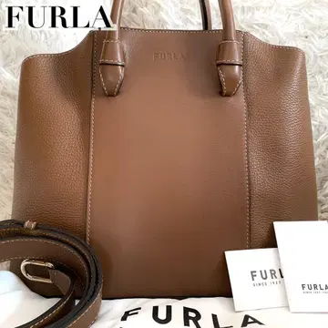 컨디션 최상 훌라 현행 핸드백 2way 미아스텔라 올 가죽 카멜