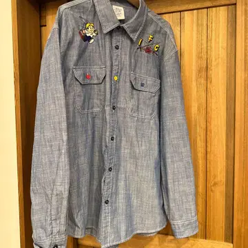 IRIE FISHING CLUB 자수 데님 셔츠 XL