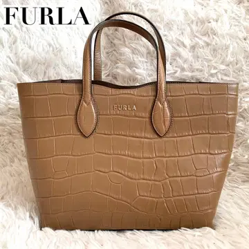 컨디션 최상 훌라 현행 ERA 핸드백 토트 가죽 카멜 로고