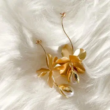 골드 꽃 모티브 링 귀걸이 핸드메이드 웨딩