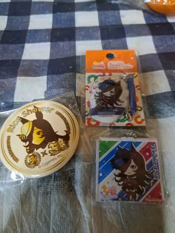 라이스 샤워 배지 스트랩 키링 세트