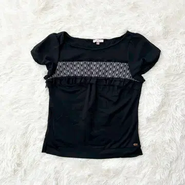 TOCCA 반팔 티셔츠 꽃무늬 플라워 프릴 블랙 XS 작음