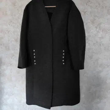 다크 그레이 펄 버튼 롱 코트