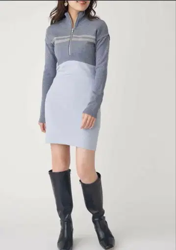 새상품급 lily brown 집업 미니 원피스 GRY