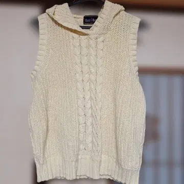 EAST BOY 후드 부착 니트 베스트 9호 크림